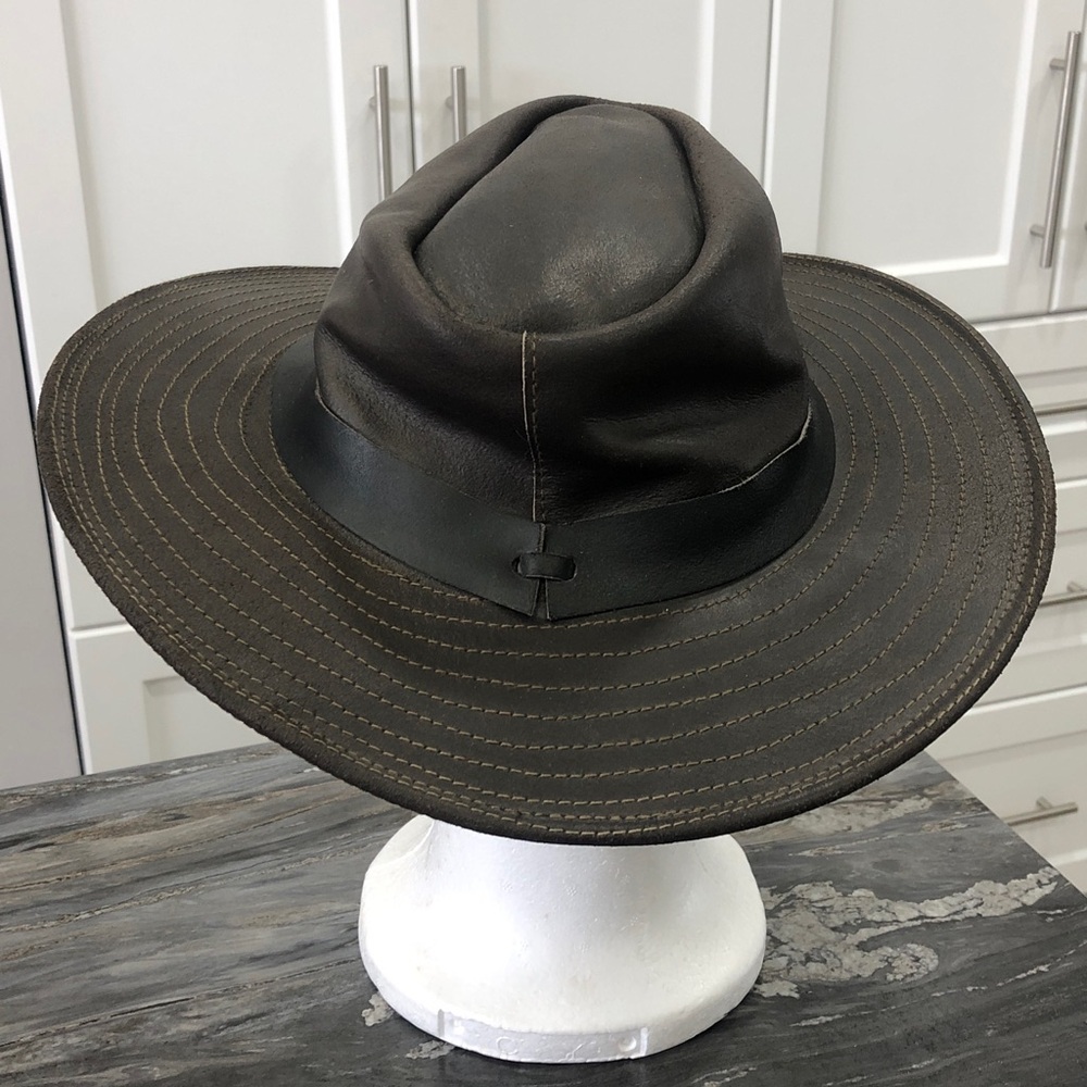🤠Brown Genuine Leather Trilby / Fedora / Rancher Hat – Size M - Picture 14 of 16